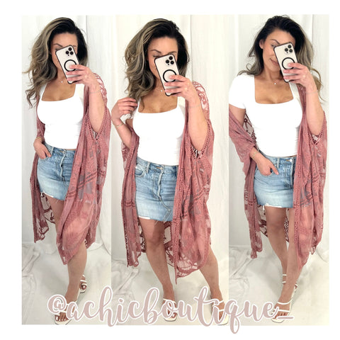 Beachy Kimono- Mauve