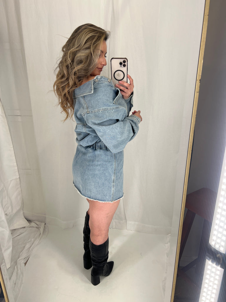 Monica Mini Denim Dress Achic Boutique Monica Mini Denim Dress Achic Boutique