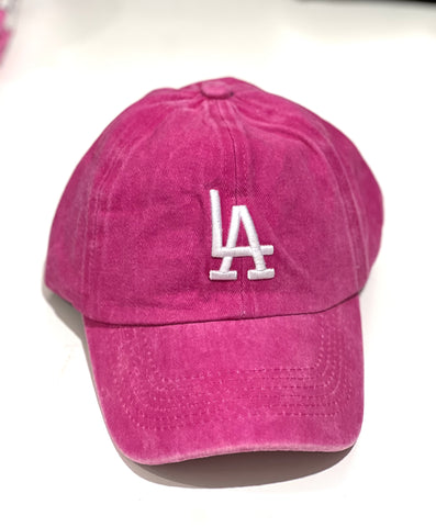 LA Hat Acid Wash- Hot Pink