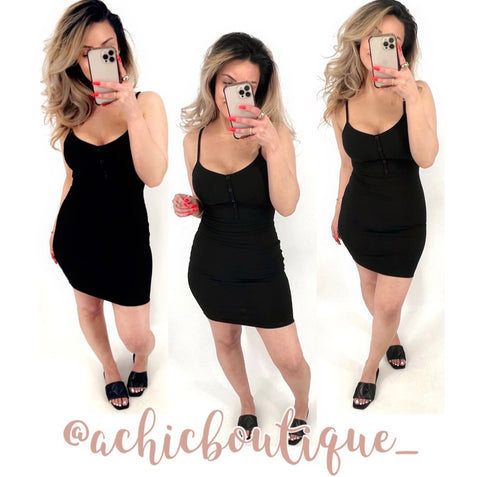 Marlo Ribbed Dress- Black