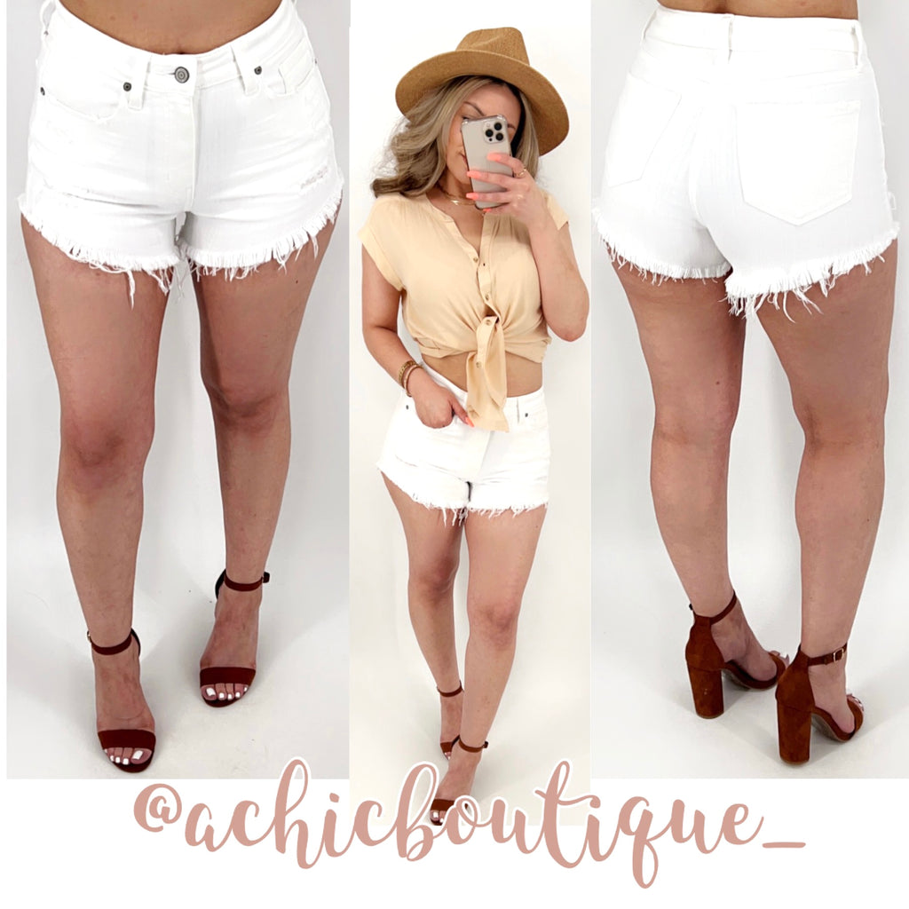 Lily Short Shorts White Achic Boutique lily-short-shorts-white-achic-boutique