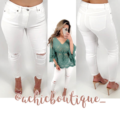 Carrie High Rise Jeans- White