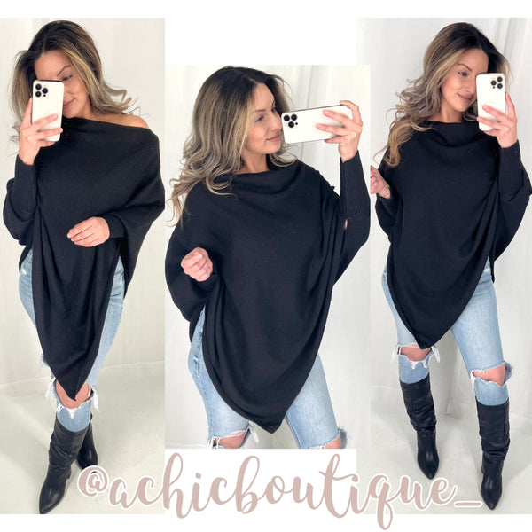 Triangle Poncho- Black