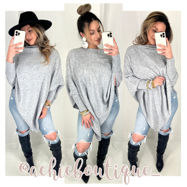 Triangle Poncho- Gray