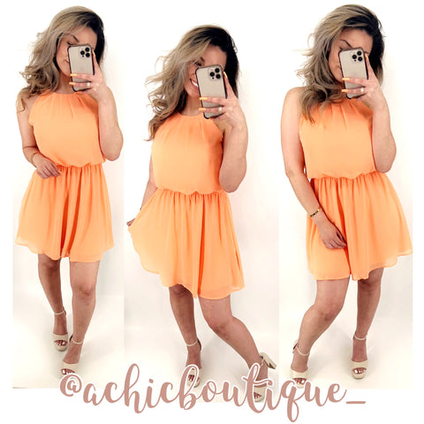 Marie Chiffon Dress- Peach