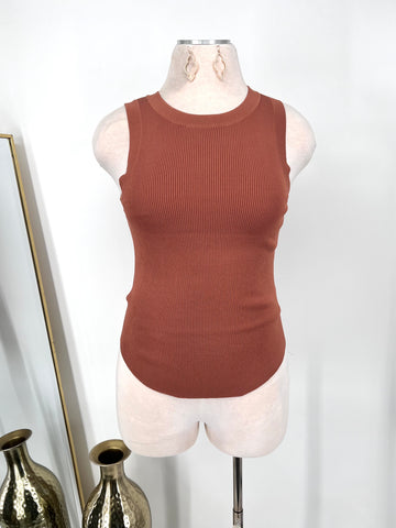 Plus Size | Ribbed Top- Rust