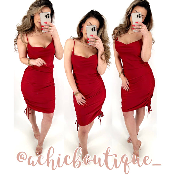 Off The Market Dress- Deep Red