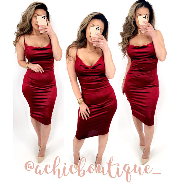 Carol Midi Dress- Burgundy