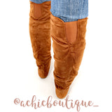 Over The Knee Boots- Camel Faux Suede