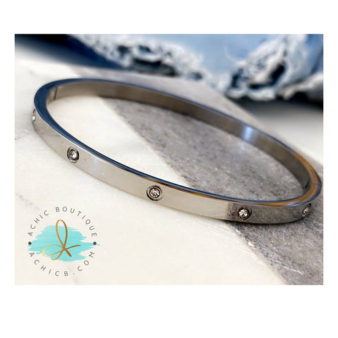 Silver Studded Thin Bangle