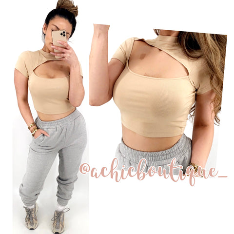 Fabi Crop Top- Khaki