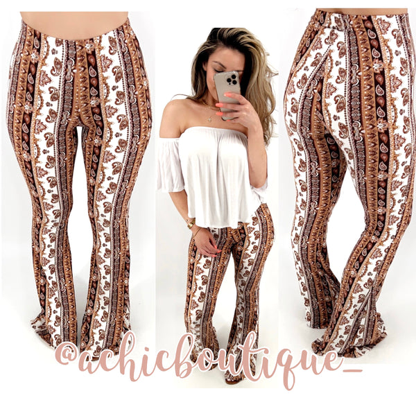 Chella Pants- White & Brown