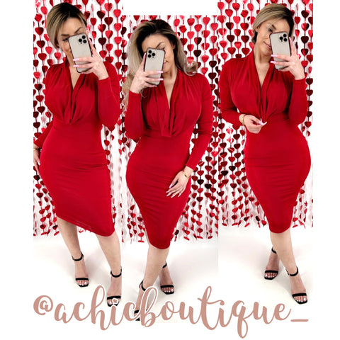 Rosaura Midi Dress- Red