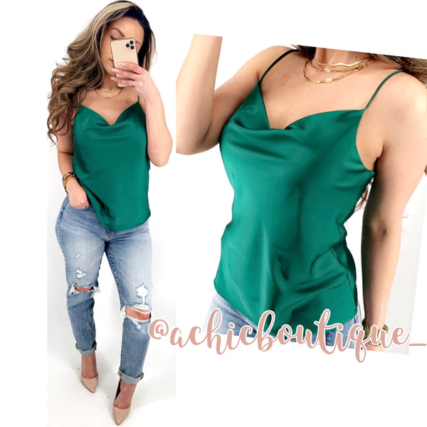 Carolina Satin Cami- Green