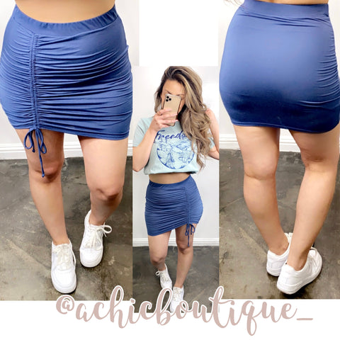 Jocelyn Mini Skirt- Denim Blue